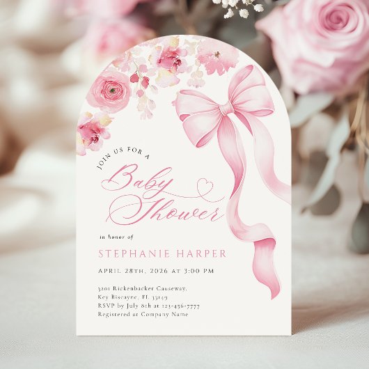 Baby In Bloom Baby Shower Arched Invitation  Einladung
