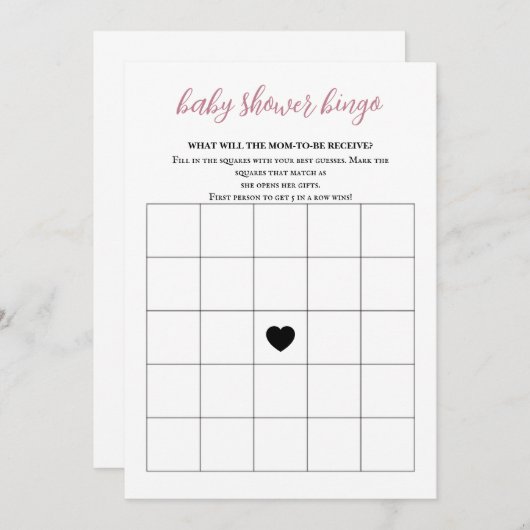 Baby in Bloom Baby Shower Bingo Programm (Vorne/Hinten)