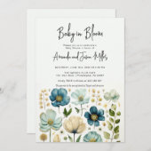 Baby in Bloom Baby Shower Blue Boy Blume Save The Date (Vorne/Hinten)