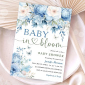 Baby in Bloom Baby Shower Boy Dusty Blue Floral Einladung