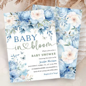 Baby in Bloom Baby Shower Boy Dusty Blue Floral Einladung