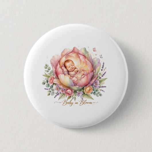 Baby in Bloom Baby Shower  Button (Vorderseite)
