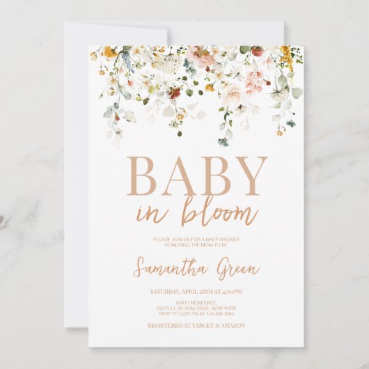 Baby in Bloom Baby Shower Einladung (Vorderseite)
