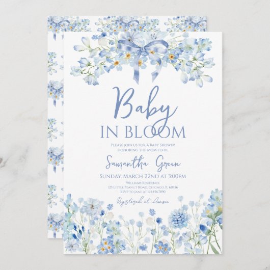 Baby in Bloom Baby Shower Einladung (Vorne/Hinten)