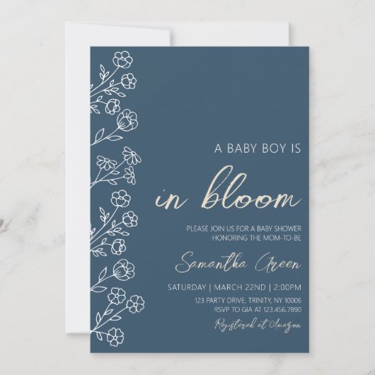 Baby in Bloom Baby Shower Einladung (Vorderseite)