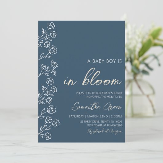 Baby in Bloom Baby Shower Einladung (Stehend Vorderseite)