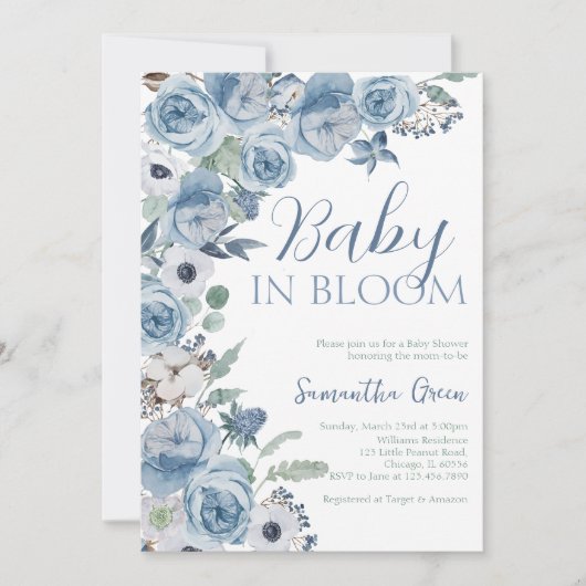 Baby in Bloom Baby Shower Einladung (Vorderseite)