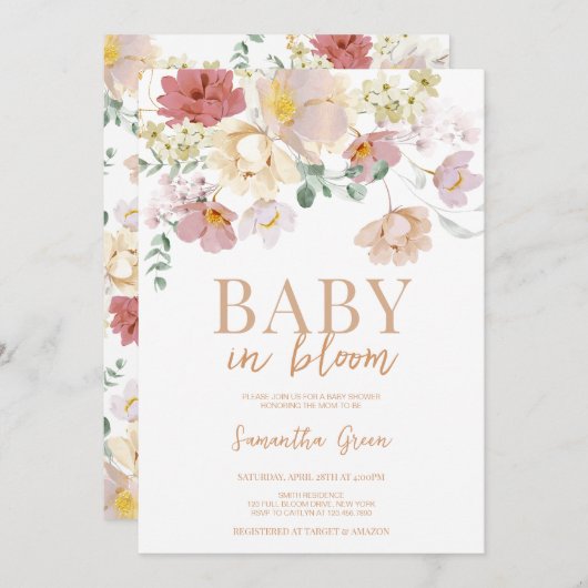 Baby in Bloom Baby Shower Einladung (Vorne/Hinten)