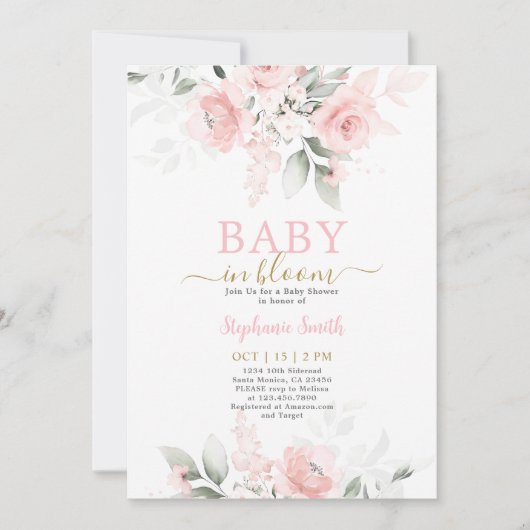 Baby in Bloom Baby Shower Girl Einladung (Vorderseite)