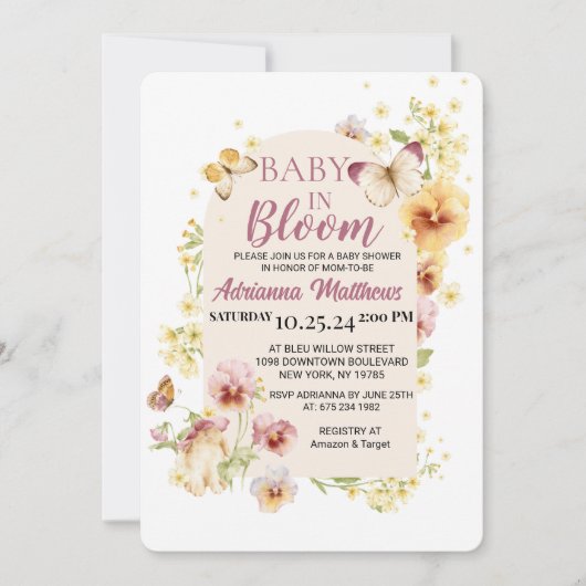 Baby In Bloom Baby Shower Invitation Einladung (Vorderseite)