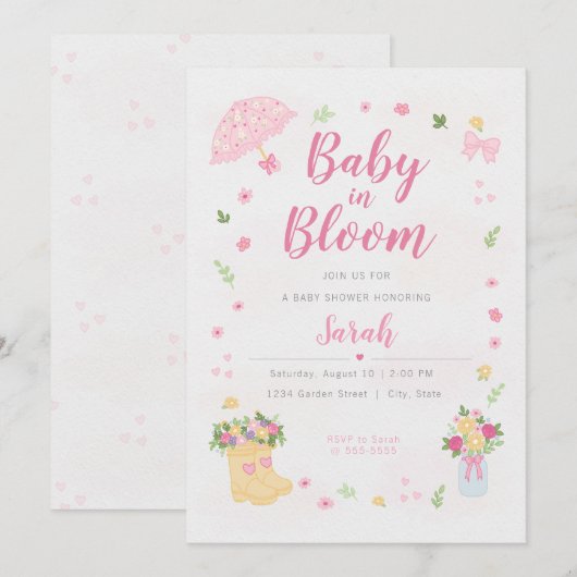 Baby in Bloom Baby Shower Invitation | Spring  Einladung (Vorne/Hinten)