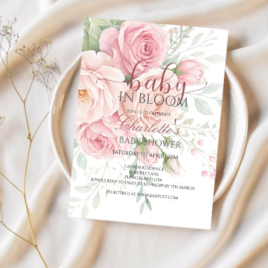 Baby in bloom | baby shower invitation template einladung