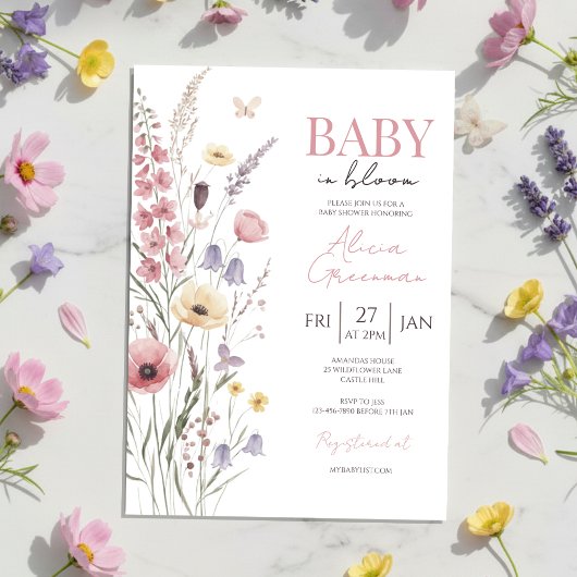 Baby in Bloom Baby Shower Invitation Wildflowers Einladung