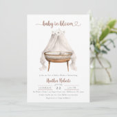 Baby in Bloom Baby Shower laden Boho Neutral ein Einladung (Stehend Vorderseite)