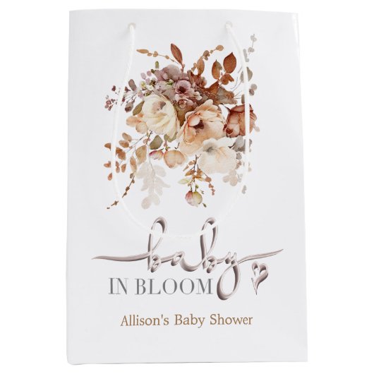 Baby in Bloom Baby Shower Mittlere Geschenktüte (Vorderseite)