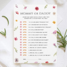 Baby in Bloom Baby Shower Mommy oder Daddy Game Ca