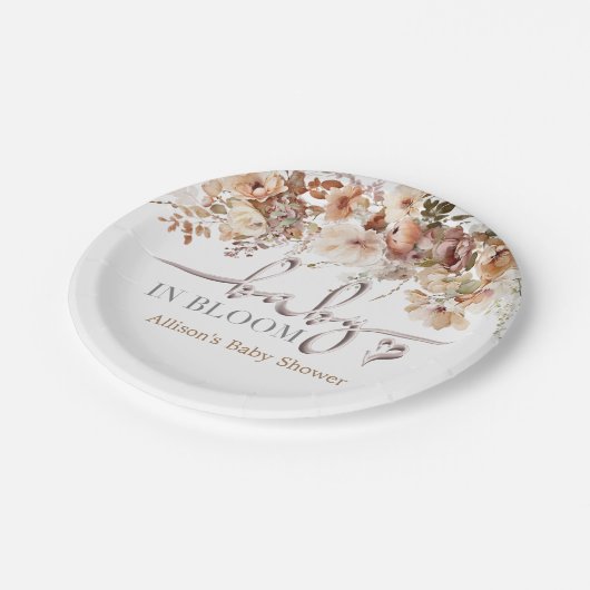 Baby in Bloom Baby Shower Pappteller (Schrägansicht)