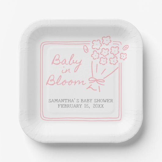 Baby In Bloom Baby Shower Pappteller (Vorderseite)