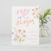 Baby in Bloom Baby Shower Pink Einladung (Stehend Vorderseite)