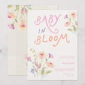 Baby in Bloom Baby Shower Pink Einladung (Vorne/Hinten)