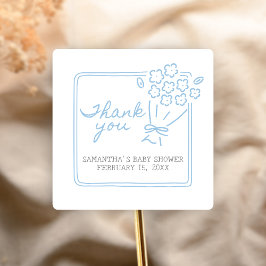 Baby In Bloom Baby Shower Quadratischer Aufkleber