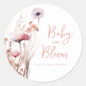 Baby in Bloom Baby Shower Runder Aufkleber (Vorderseite)