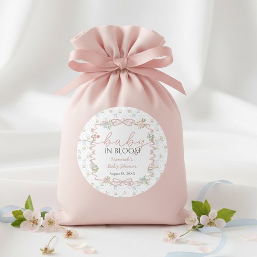 Baby in Bloom Baby Shower  Runder Aufkleber