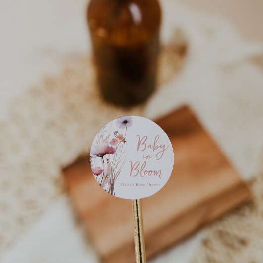 Baby in Bloom Baby Shower Runder Aufkleber