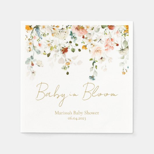 Baby in Bloom Baby Shower Serviette (Vorderseite)