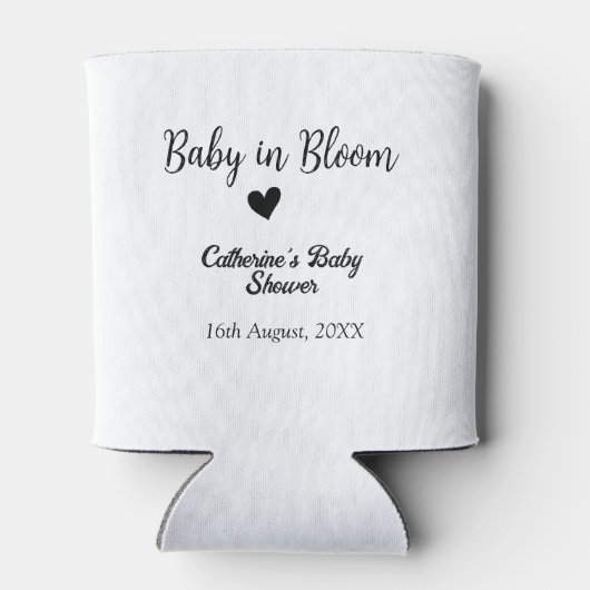 Baby in bloom baby shower simple black heart date dosenkühler (Rückseite)