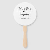 Baby in bloom baby shower simple black heart date fächer (Rückseite)