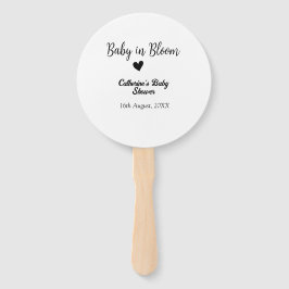 Baby in bloom baby shower simple black heart date fächer