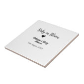 Baby in bloom baby shower simple black heart date fliese (Seite)