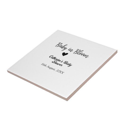 Baby in bloom baby shower simple black heart date fliese (Seite)