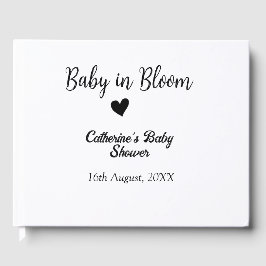 Baby in bloom baby shower simple black heart date gästebuch