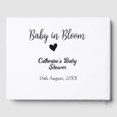 Baby in bloom baby shower simple black heart date gästebuch (Rückseite)