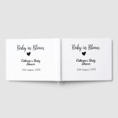 Baby in bloom baby shower simple black heart date gästebuch (Voll)