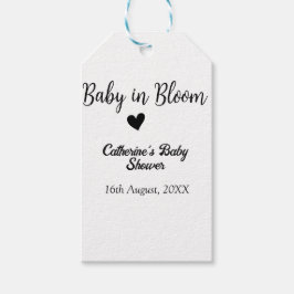 Baby in bloom baby shower simple black heart date geschenkanhänger