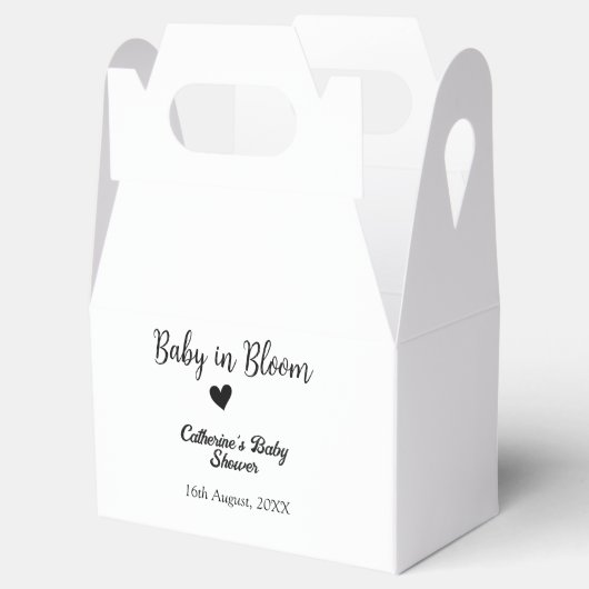 Baby in bloom baby shower simple black heart date geschenkschachtel (Geöffnet)