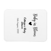 Baby in bloom baby shower simple black heart date magnet (Horizontal)