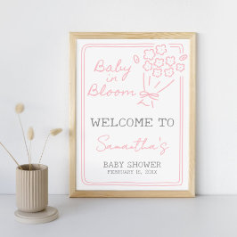 Baby In Bloom Baby Shower Welcome Sign Poster