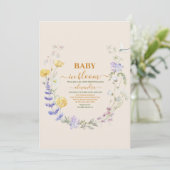 Baby in Bloom Baby Shower Wild Baby Einladung (Stehend Vorderseite)