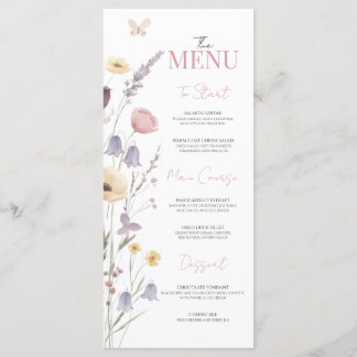 Baby in Bloom Baby Shower Wildflowers Menu Menükarte