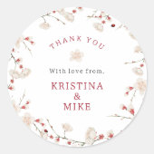 Baby in Bloom Babydusche Danke, dass Sie für Runder Aufkleber (Vorderseite)