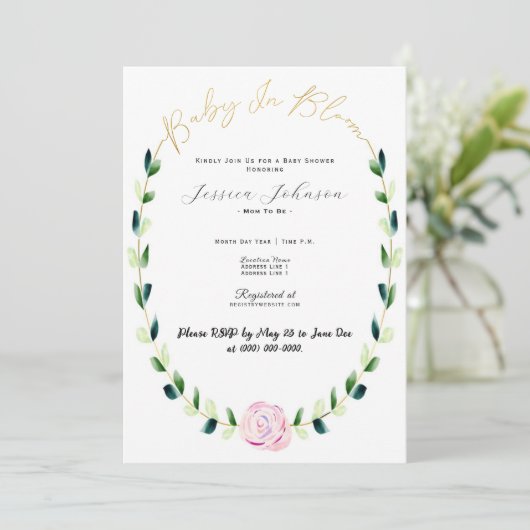 Baby in Bloom - Babydusche - Save the Date (Stehend Vorderseite)