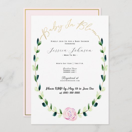 Baby in Bloom - Babydusche - Save the Date (Vorne/Hinten)