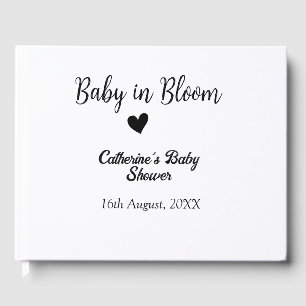 Baby in Bloom Babyparty einfach schwarzes Herz Dat Gästebuch