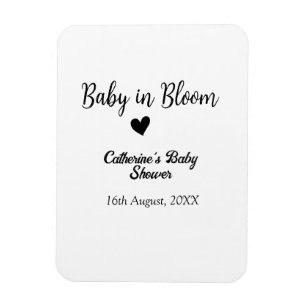 Baby in Bloom Babyparty einfach schwarzes Herz Dat Magnet