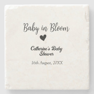 Baby in Bloom Babyparty einfach schwarzes Herz Dat Steinuntersetzer