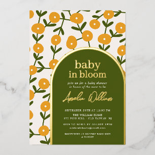 Baby In Bloom Babyparty-Einladung Folien-Einladung Folieneinladung